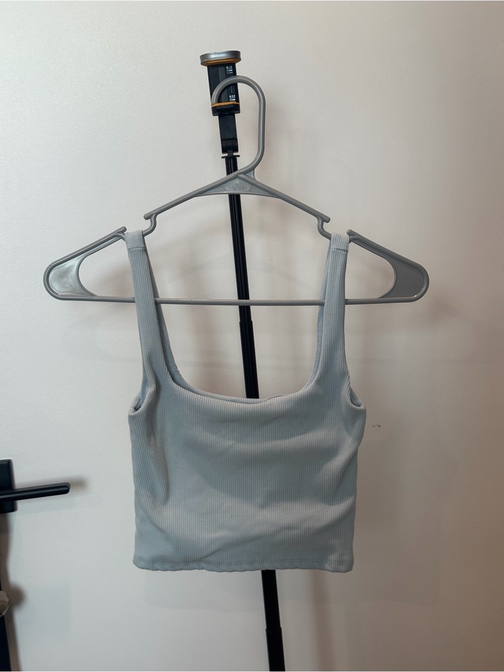 Ribbed Scoop Neck Light Blue Crop Tank